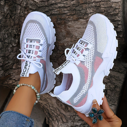 Baskets basses décontractées pour femme avec semelle épaisse en PVC – Tennis légères et respirantes pour la salle de sport, le running et le quotidien | Chaussures de sport pour femme, tailles US 5-10, disponibles en vert, noir, rose et bleu