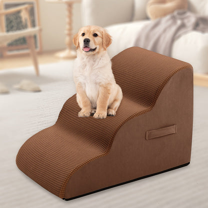 Escalier pour chien pour lit et canapé – Marches antidérapantes pour animaux 2/3/4 marches pour petits chiens et chats, housse amovible et lavable, rampe orthopédique pour chiens âgés, animaux blessés et soulagement des douleurs articulaires, 5 coloris