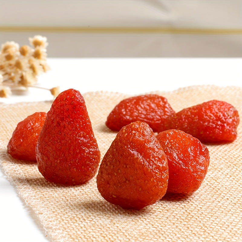 Fraises séchées en collation, lot de 3 sachets, faible teneur en sucre, fruit naturel sans gluten, pour fêtes de bureau et vacances