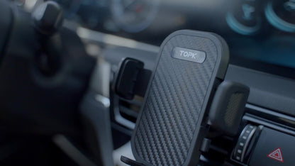 Support de téléphone pour voiture avec crochet de fixation en métal – Fixation sécurisée réglable, design ergonomique, compatibilité universelle pour iPhone 15 14 13 Samsung Galaxy Android, support de conduite mains libres, noir