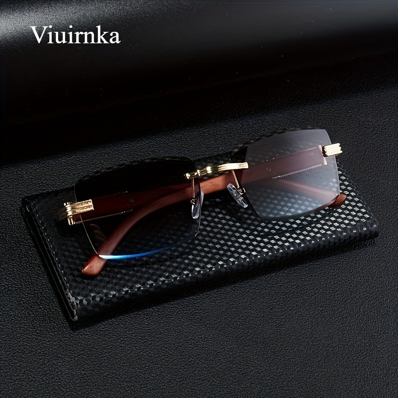 Lunettes de soleil rectangulaires vintage sans monture pour hommes et femmes – Lunettes tendance avec branches léopard et protection UV, 7 couleurs de verres, lunettes unisexes stylées pour l'extérieur, la conduite, les voyages, les fêtes et le quotidien