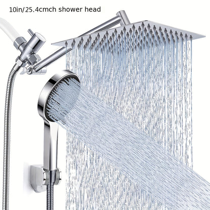 Combiné douche de tête haute pression et douchette à main, bras d'extension de 11 pouces, 9 réglages, anti-fuite, hauteur réglable, chrome noir mat