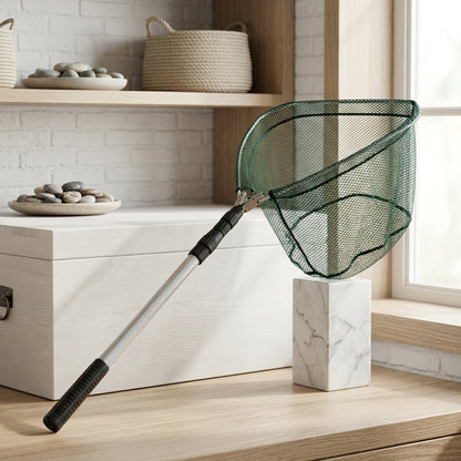 Épuisette de pêche pliable avec manche télescopique en alliage d'aluminium – 3 tailles 86 cm, 110 cm, 130 cm, filet métallique escamotable pour poissons, crabes, écrevisses et crevettes, équipement de pêche portable