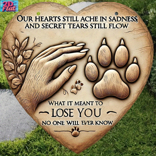 Plaque funéraire pour chien en résine en forme de cœur - Mémorial pour animal de compagnie de 16 cm pour jardin et pelouse, cadeau de condoléances décoratif pour la perte d'un chien, plaque commémorative pour animal en extérieur (Modèle A)