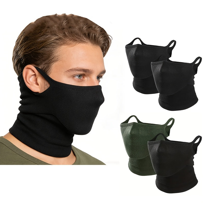 Lot de 2 masques demi-visage et cache-cou géométriques respirants pour hommes et femmes – Design unisexe avec crochets d'oreilles pour le vélo, la randonnée, la course, le ski et le cosplay, tour de cou pour sport en plein air