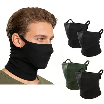 Lot de 2 masques demi-visage et cache-cou géométriques respirants pour hommes et femmes – Design unisexe avec crochets d'oreilles pour le vélo, la randonnée, la course, le ski et le cosplay, tour de cou pour sport en plein air