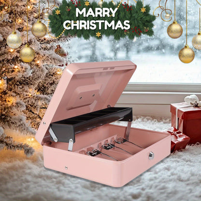 Grande caisse verrouillable avec plateau à monnaie – Coffre de sécurité en métal avec 6 accessoires pour caisse enregistreuse, maison, bureau et entreprise, 6 couleurs, options de verrouillage à clé et à combinaison