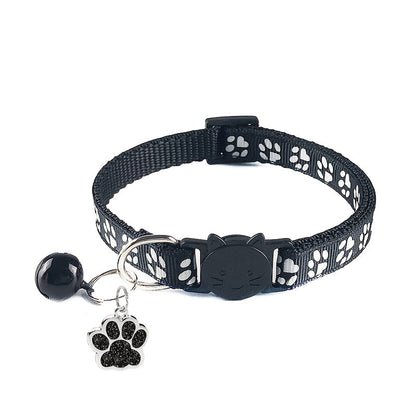 Customizable Engraved Pet ID Tag Collar with Bell – Paw Print Design Anti-Lost Adjustable Collar for Cats & Dogs – Personalized Name & Phone Number Dog Tag Collar, Stylish & Durable