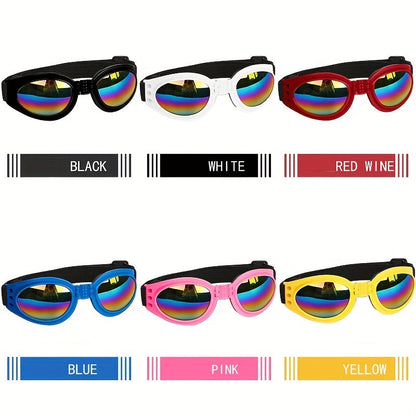 Lunettes de soleil pliables pour chien avec sangle réglable - Lunettes de protection étanches anti-UV pour activités en extérieur et aquatiques, protection oculaire élégante pour chiens de petite, moyenne et grande taille