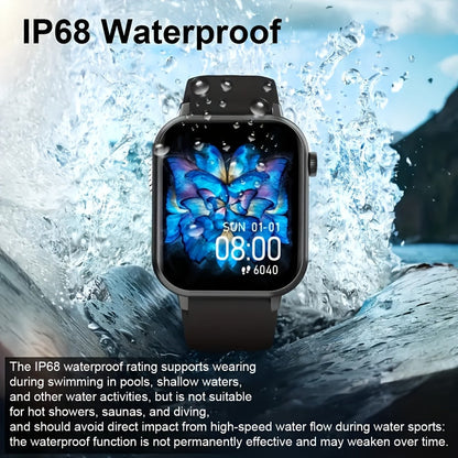 Montre intelligente pour hommes et femmes, étanche IP68, écran tactile complet de 1,83 pouce – Appels et messages sans fil, podomètre, suivi de fitness, compatible iPhone et Android, 6 options de couleur