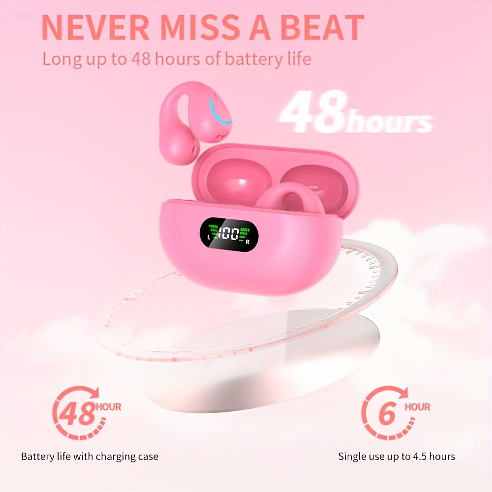 Écouteurs sans fil à conduction ouverte Bluetooth 5.4 TWS, perception ambiante à 360 degrés, appels clairs ENC, commandes tactiles, confort toute la journée, écouteurs de sport et de fitness, maintien sûr, conception véritablement ouverte