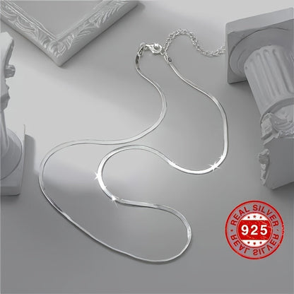 Collier chaîne serpent plat en argent sterling S925 unisexe – Collier artisanal hypoallergénique, longueurs de 18 à 22 pouces, style superposable, cadeau idéal pour elle ou lui