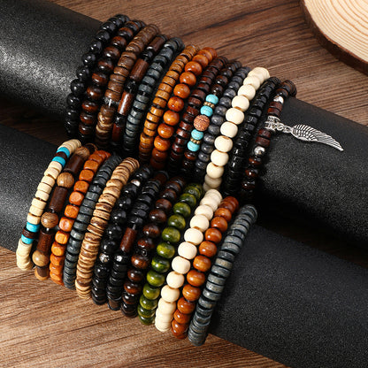 Lot de 24 bracelets bohèmes style western turquoise – Superpositions de bracelets tissés avec plumes, perles en bois et breloques en alliage, bracelets rétro empilables pour femme, cadeau idéal ou souvenir de fête