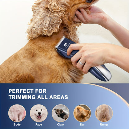 Tondeuse professionnelle pour animaux, rechargeable par USB, sans fil, silencieuse, pour chiens et chats, toutes races, usage domestique ou salon, noir et bleu