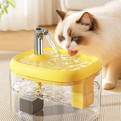 Fontaine à eau pour chat ultra silencieuse USB – Distributeur d'eau intelligent pour animaux à circulation entièrement automatique, sans pile, disponible en gris, blanc et jaune