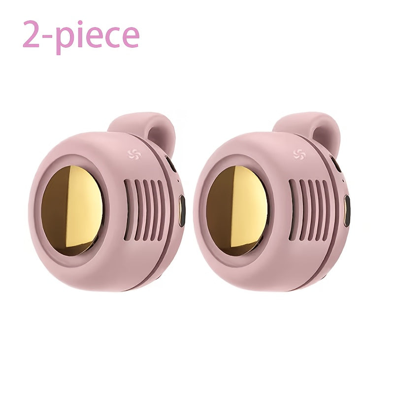Mini ventilateur de cou sans pales à clipser, rechargeable par USB, 3 vitesses, flux d'air à 360°, ventilateur portable mains libres à suspendre à la taille pour la randonnée, le camping, les voyages, le golf et les activités en plein air
