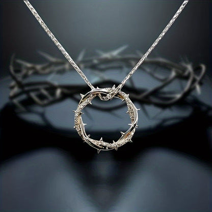 Pendentif bague « épine » en argent sterling 925 avec moissanite de 1 carat – Collier à breloque en pierre précieuse étincelante style vintage pour le quotidien et les fêtes, boîte-cadeau incluse, parfait pour la Saint-Valentin et les fêtes