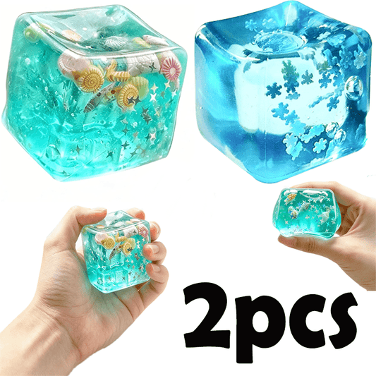 Jouet anti-stress sensoriel « slow rise » 2 pièces, cube de glace et cube océan, balle anti-anxiété pour enfants et adultes, récompenses de classe, cadeaux de fête et remplissage de chaussettes de Noël