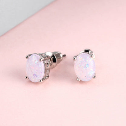 Boucles d'oreilles en opale noire, argent sterling S925, véritables opales noires incrustées, pierre de naissance d'octobre, clous d'oreilles pour femmes - Bijoux élégants pour le quotidien ou les vacances, cadeau d'anniversaire ou de Noël pour elle