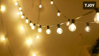 Guirlande lumineuse LED solaire étanche pour extérieur 15 m & 30 m – Ampoules ST38 incassables et intensité réglable, chargement USB-C & solaire, 4 modes, pour terrasse, jardin, piscine, mariage, camping et décoration de Noël