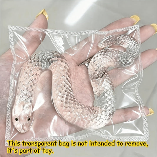 Jouet anti-stress sensoriel en forme de tête de serpent, souple et malléable, en TPR transparent à retour lent, idéal comme cadeau fantaisie, farce de bureau ou jouet pour enfants et adultes de 2 ans et plus.