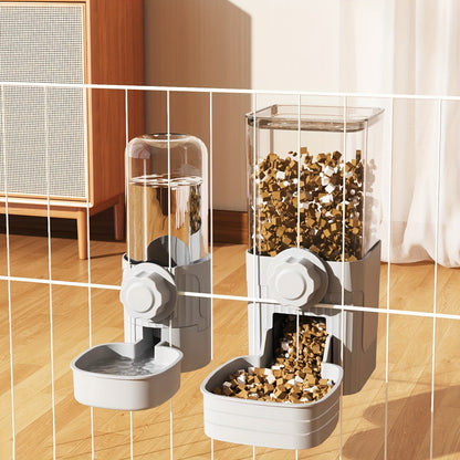 Distributeur automatique de nourriture et d'eau par gravité à suspendre pour lapins, chats, chiens et cochons d'Inde, ensemble abreuvoir et mangeoire, 1,2 L / 0,5 L