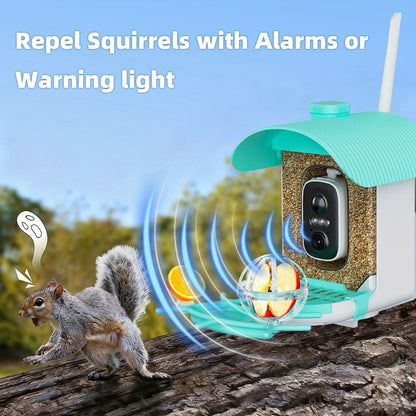 Mangeoire à oiseaux intelligente avec caméra solaire – 4MP 2K HD, identification des espèces d'oiseaux, détection de mouvement, protection contre les écureuils, étanchéité IP66, surveillance à distance via application, cadeau pour les amoureux des oiseaux