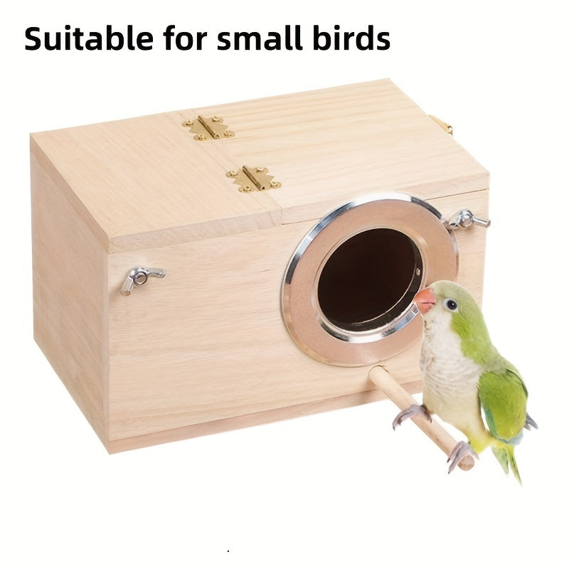 Nichoir en bois pour perruches, ondulées et calopsittes – Nichoir d'élevage en bois naturel, accessoire de cage confortable – Habitat de nidification sûr pour petits oiseaux de compagnie