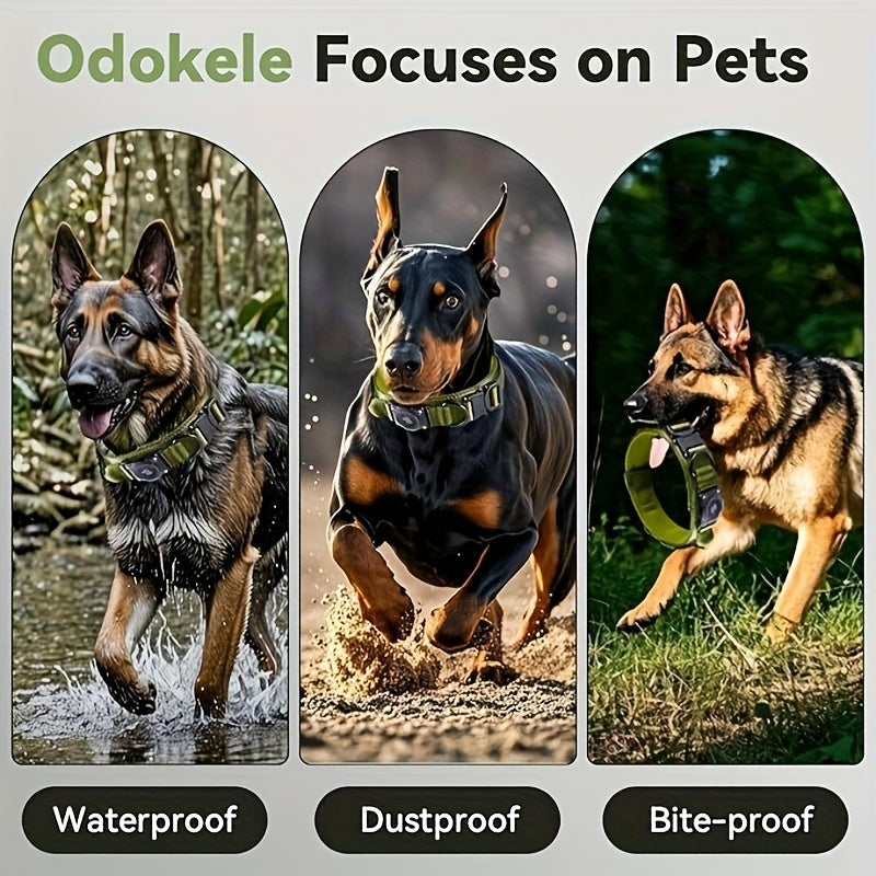 Collier tactique pour chien avec support AirTag et poignée – Nylon PC robuste, réglable M/L/XL pour chiens moyens et grands, collier de dressage de style militaire avec poignée de contrôle