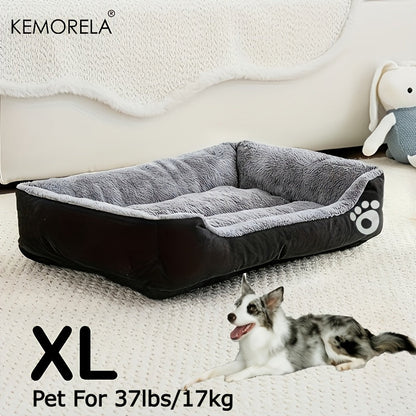 Large Rectangular Dog Bed with Paw Print Design for Small to Medium Dogs – Warm Soft Polyester Pet Bedding, Durable All-Season Dog Mat, Stylish Indoor Dog Bed