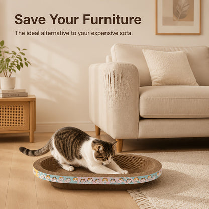 Grand griffoir ovale pour chat avec espace de repos spacieux - Tapis durable pour griffer, faire la sieste et jouer, adapté aux chats de toutes tailles et aux foyers multi-chats, satisfait l'instinct naturel de griffade, usage quotidien, rose