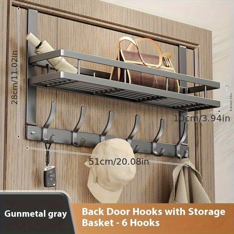 Porte-vêtements de porte avec crochets, organisateur en métal robuste pour chambre, salle de bain, cuisine, placard, aucun outil requis, 4 à 8 crochets