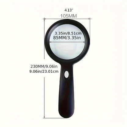 Loupe grossissante 10X avec 12 lumières LED – Grande loupe à main éclairée pour la lecture des seniors, les pièces de monnaie, les timbres, les bijoux et la réparation, loupe à éclairage LED lumineux – Noir
