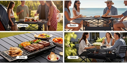 Table de camping pliante avec sac de transport – Table d'extérieur légère et portable, 3 tailles disponibles pour le camping, la plage, le pique-nique, le barbecue, le jardin, le bateau et les voyages, installation et rangement faciles