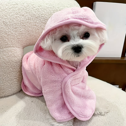 Peignoir ultra-absorbant pour chiens et chats - Serviette en microfibre douce à séchage rapide avec fermeture sécurisée pour petits chiens, chats et chatons, confort toutes saisons, 6 couleurs et tailles S M L