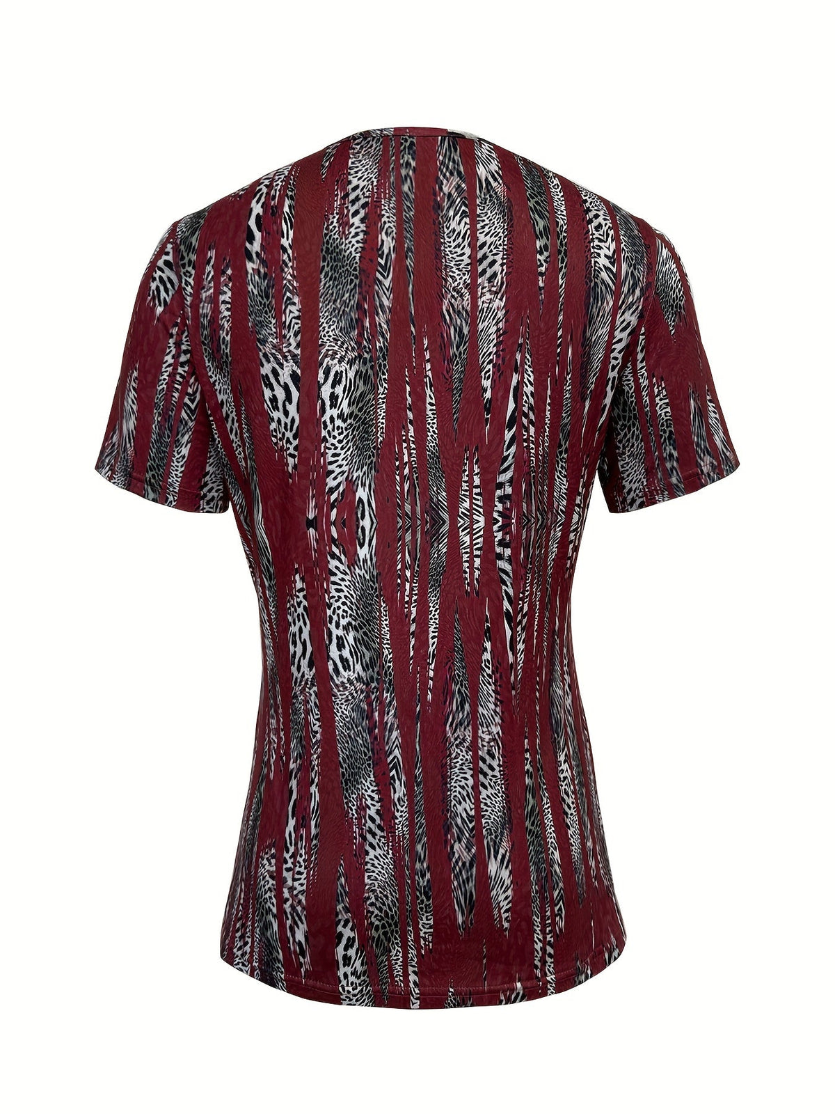 T-shirt femme à col carré et imprimé cachemire effet 2-en-1 – Style bohème décontracté pour tous les jours, superposition, manches courtes, mode printemps-été