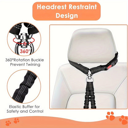 Double ceinture de sécurité pour 2 chiens, attache appuie-tête anti-enchevêtrement, laisse élastique réglable pour la sécurité des chiens de petite, moyenne et grande taille en voiture