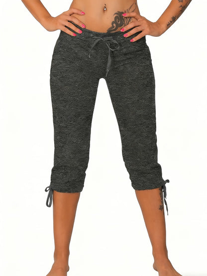 Lot de 4 pantalons courts légers pour femme – Pantacourts amples à taille cordon, bas d'été décontractés et respirants, tailles S-XXL, assortiments de couleurs variés