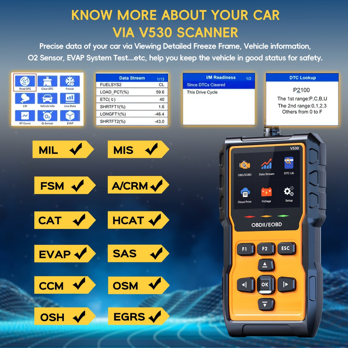 Outil de diagnostic OBD2 professionnel,  lecteur de codes défaut moteur avec réinitialisation, modes 6 et 8, préparation I/M - Valise de diagnostic automobile universelle pour tous les véhicules OBDII depuis 1996