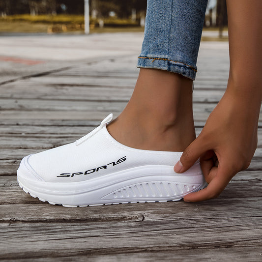 Chaussons en maille respirante pour femmes, semelle épaisse absorbant les chocs, légers, antidérapants, chaussures décontractées intérieur/extérieur, confortables et élégantes en toutes saisons, blanc, noir, abricot, pointure US 6-11