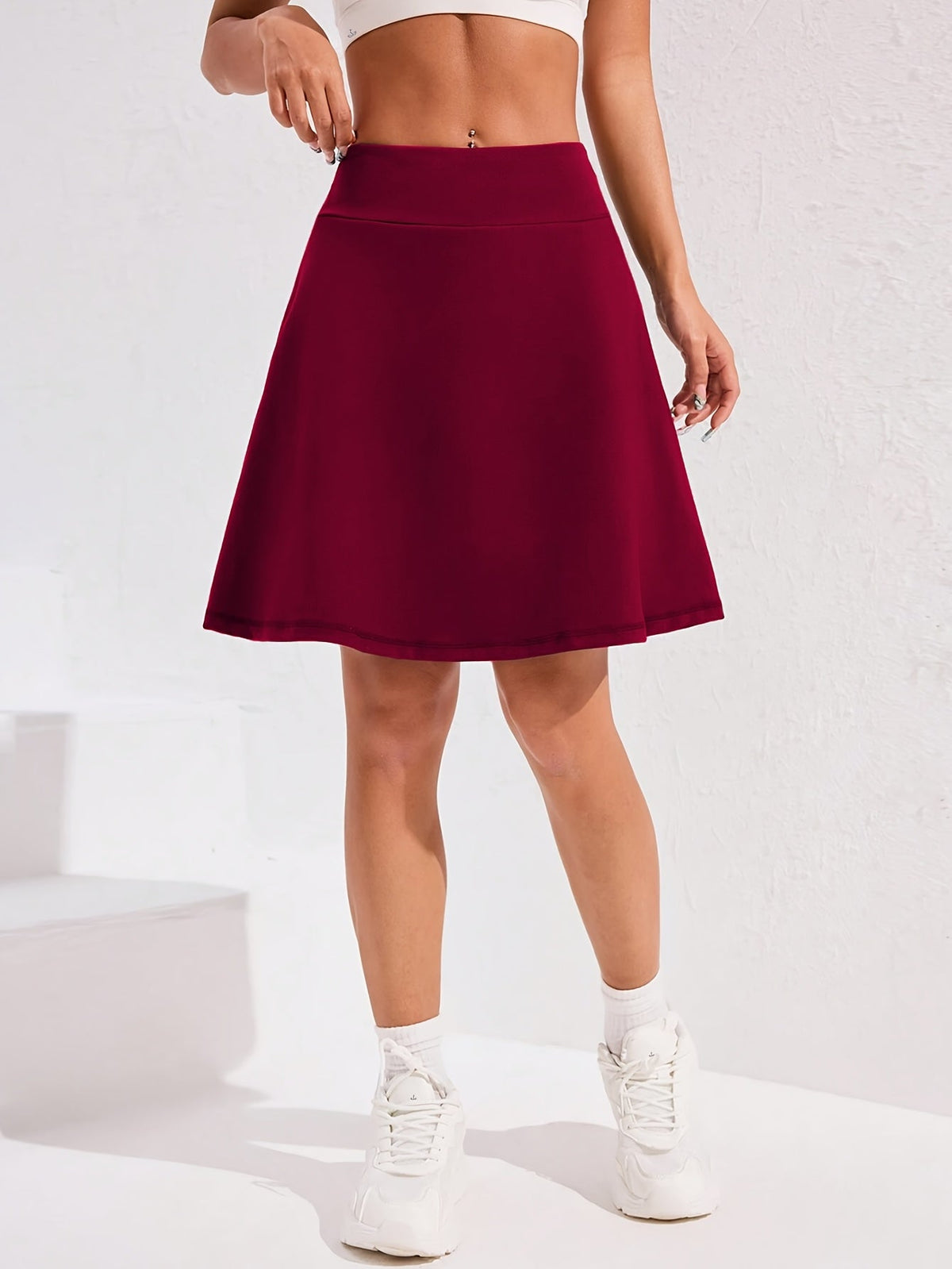 Jupe-short pour femme, longueur genou, 50 cm, avec 5 poches – Jupe de sport taille haute avec short intégré pour le tennis, le golf et le pickleball, jupe-short longue de sport, tailles S-XXL, coloris variés