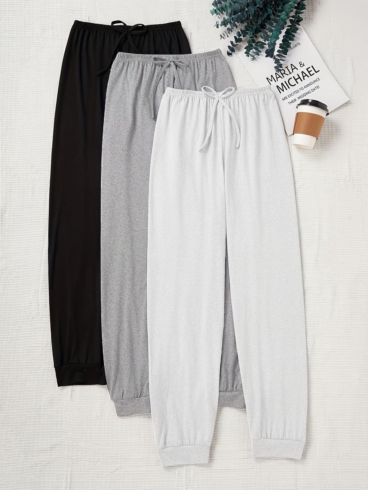 Pantalon décontracté à cordon pour femme, coupe ample, taille élastique, couleur unie, pantalon de détente pour la maison, automne, tricot confortable, polyester, XS S M L XL XXL
