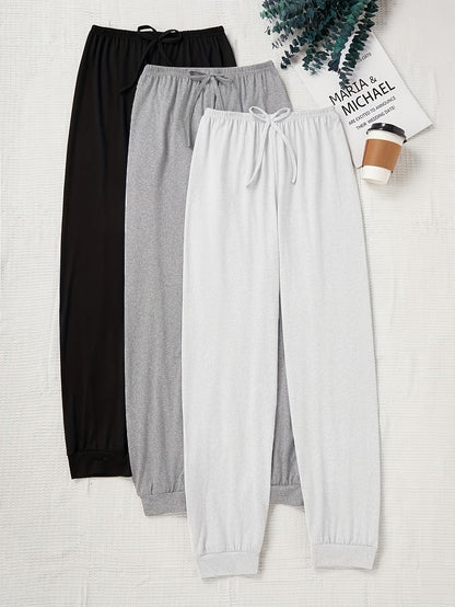 Pantalon décontracté à cordon pour femme, coupe ample, taille élastique, couleur unie, pantalon de détente pour la maison, automne, tricot confortable, polyester, XS S M L XL XXL