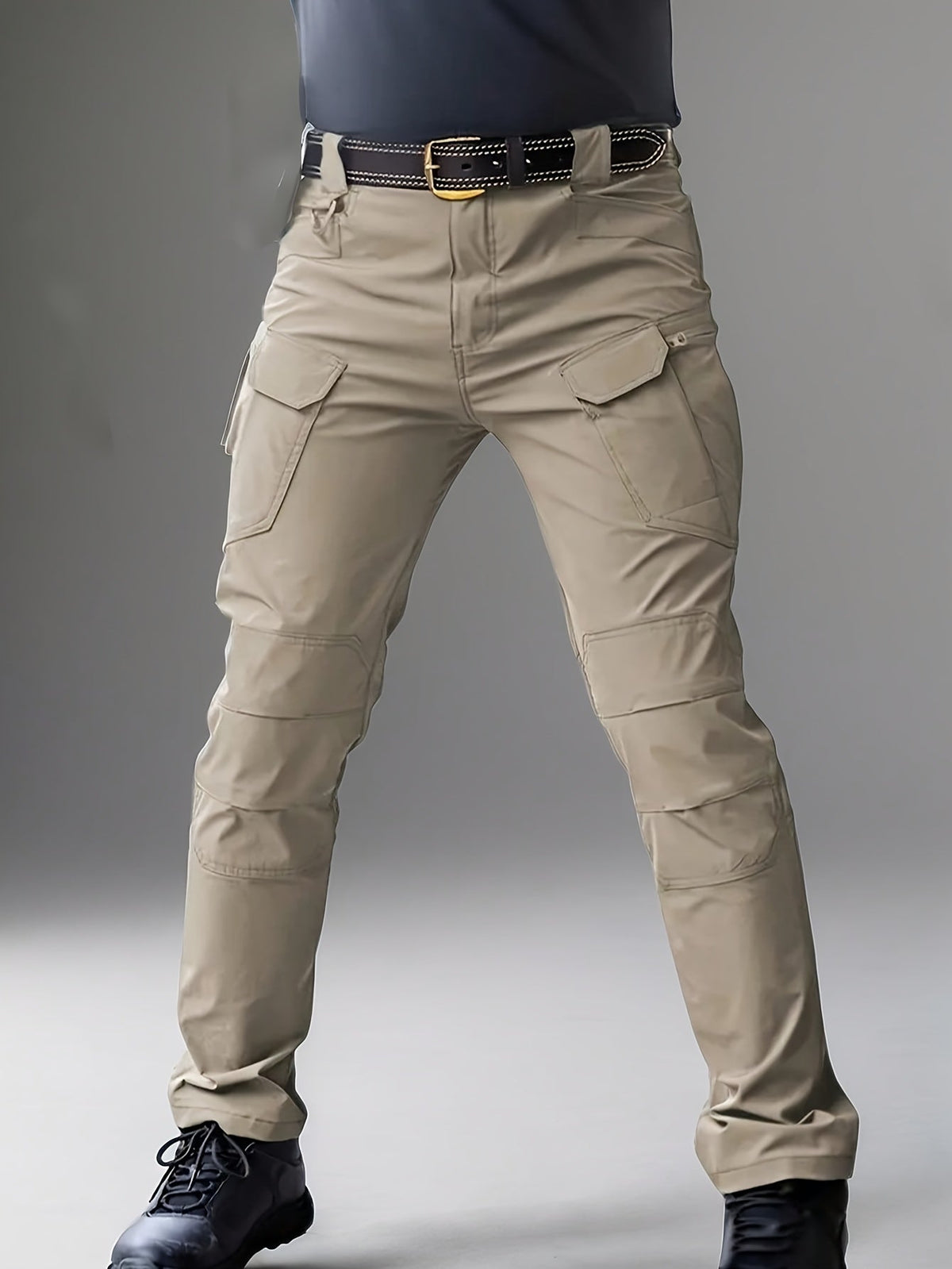 Pantalon cargo tactique léger à séchage rapide pour homme – Pantalon de randonnée respirant multi-poches avec ceinture, coupe décontractée pour travail en extérieur, toutes saisons, résistant à l'usure – M à XXXL, Noir / Gris / Kaki