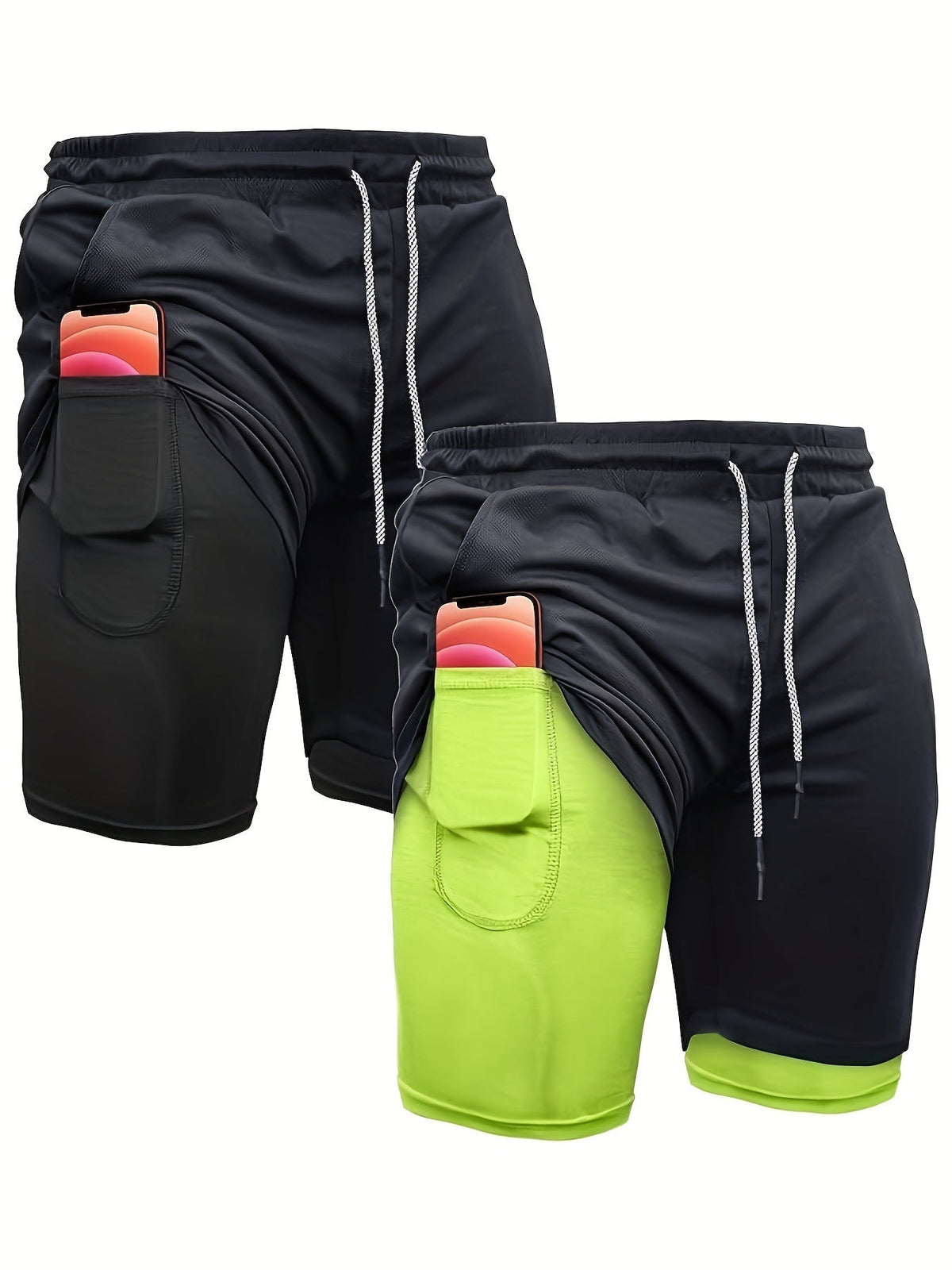 Short de running 2-en-1 pour homme 7 pouces avec doublure de compression à séchage rapide – Short de sport léger pour l'entraînement et la gym, short d'entraînement en polyester pour la course, le yoga, la randonnée et les sports de plein air S M L XL XXL