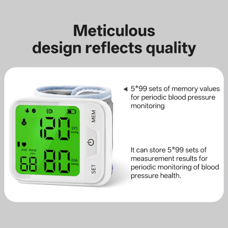 Tensiomètre au poignet numérique automatique – Grand écran LCD, fréquence cardiaque, détection de l'arythmie, portable pour usage domestique, seniors et adultes