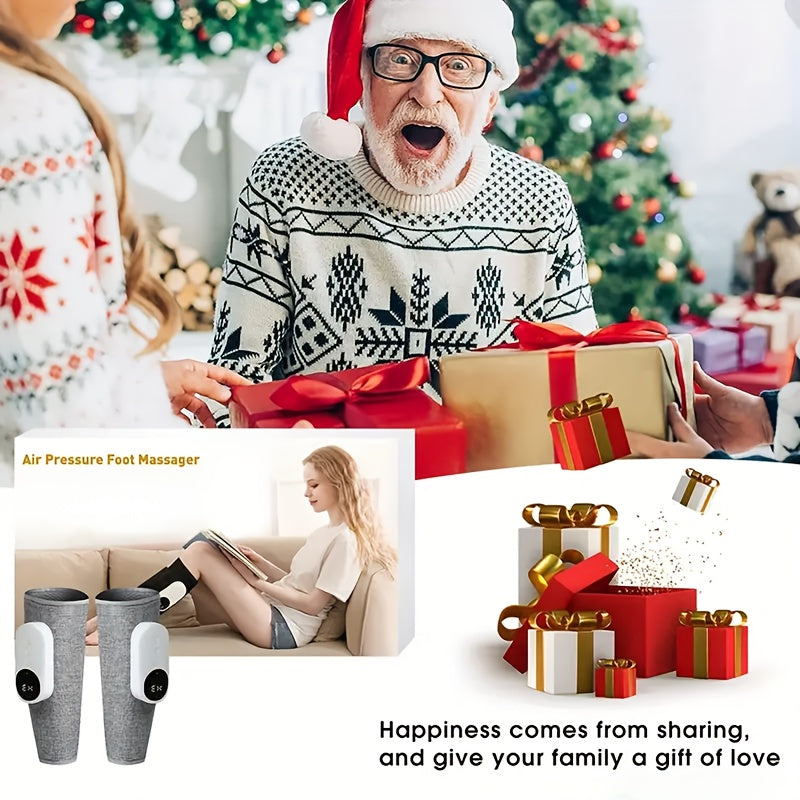 Masseur de jambes à compression d'air sans fil, 3 intensités, soulagement pour mollets, cuisses, pieds et genoux, appareil rechargeable et portable pour la maison, le bureau et les voyages, gris noir