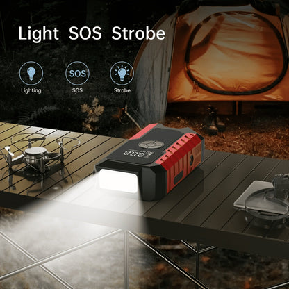 Démarreur de batterie portable 5000A avec compresseur d'air 150 PSI – Booster de batterie tout-en-un 10000mAh, port Type-C, lampe LED pour voitures essence et diesel 12V, camions, SUV et motos