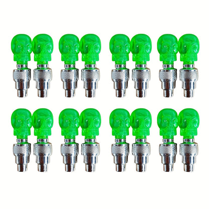 Bouchons de valve de pneu LED avec effet lumineux respirant et cheval au galop, 4/8/16 pièces, capuchons de valve de roue lumineux pour voiture, moto, vélo – Lumière de roue « Wind Fire », protection UV et antidéflagrante – Vert, rouge, bleu, squelette