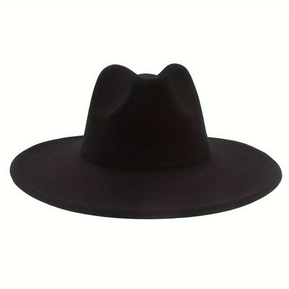 Chapeau de cow-boy à larges bords pour hommes et femmes – Fedora en feutre style western, chapeau style Panama Trilby jazz classique, chapeau de soleil pour festivals en plein air, voyages et tenue décontractée au quotidien